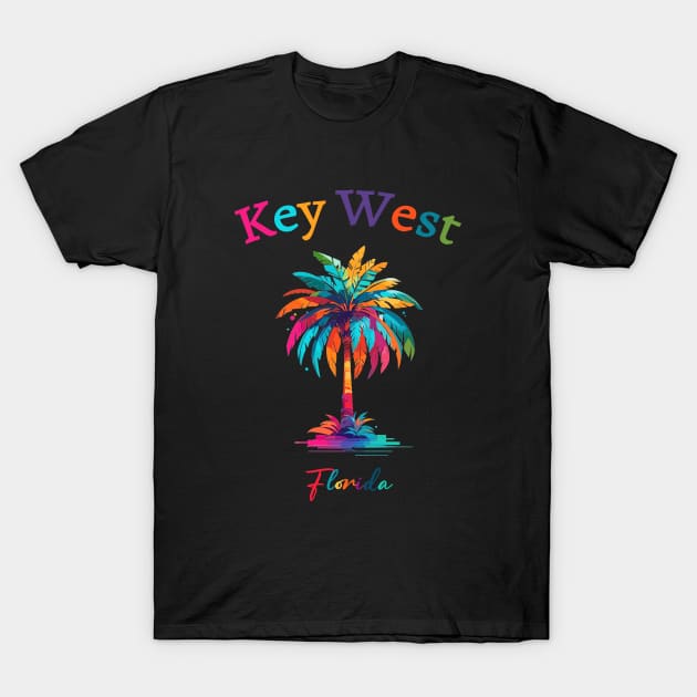 Key West Watercolor Palm Tree T-Shirt by eighttwentythreetees